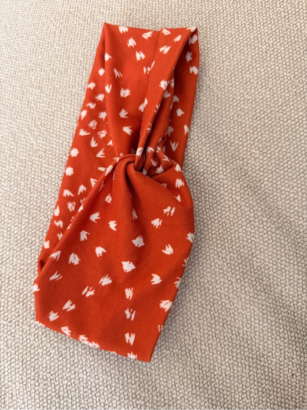 Women’s Stretch Knot Headband - Rust Orange with White Print